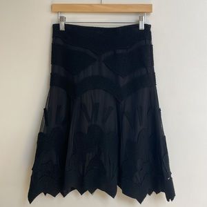 Italian Design Wool Chiffon Black Skirt. Size M.